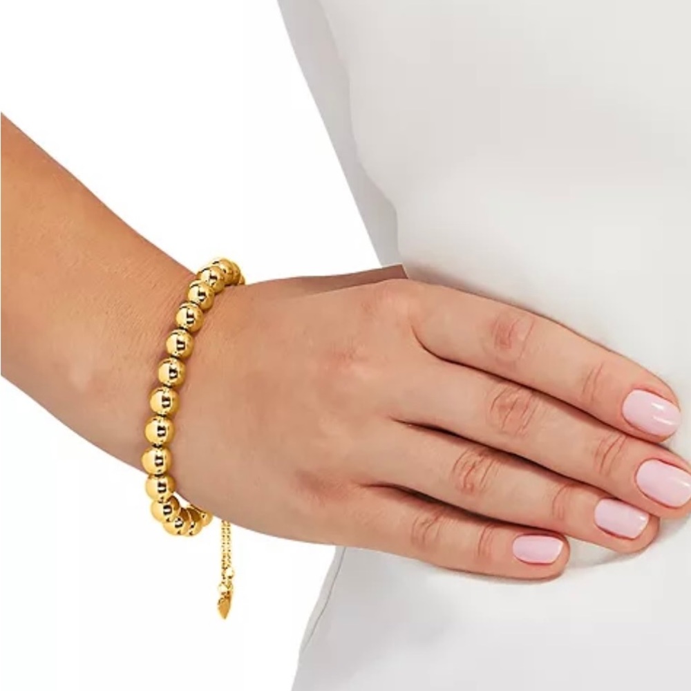 ❤️Beaded Bolo Bracelet in 18k Gold Over Silver - Picture 2 of 6
